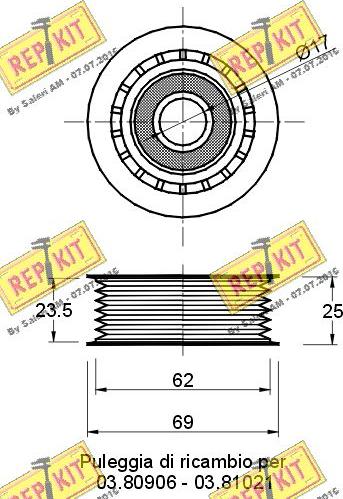 REPKIT RKT2437 - Ролик, поликлиновый ремень autospares.lv