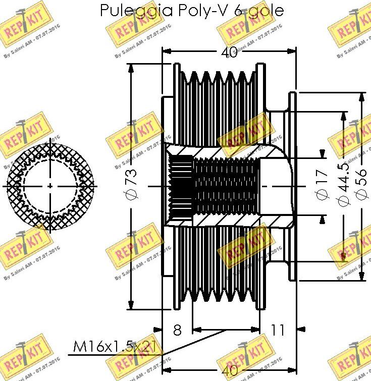 REPKIT RKT2067 - Шкив генератора, муфта autospares.lv