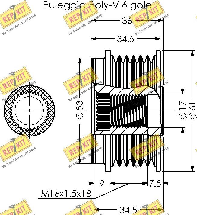 REPKIT RKT2072 - Шкив генератора, муфта autospares.lv