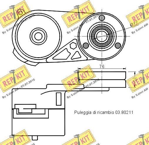 REPKIT RKT2142 - Натяжитель, поликлиновый ремень autospares.lv