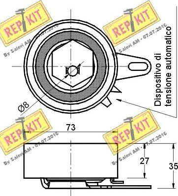 REPKIT RKT2120 - Натяжной ролик, зубчатый ремень ГРМ autospares.lv