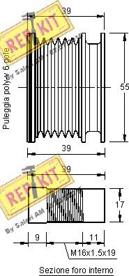 REPKIT RKT2295 - Шкив генератора, муфта autospares.lv