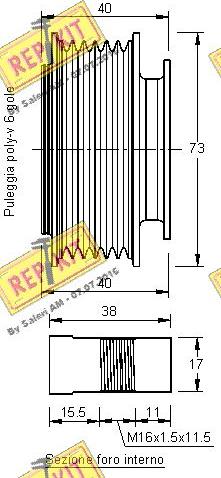 REPKIT RKT2291 - Шкив генератора, муфта autospares.lv