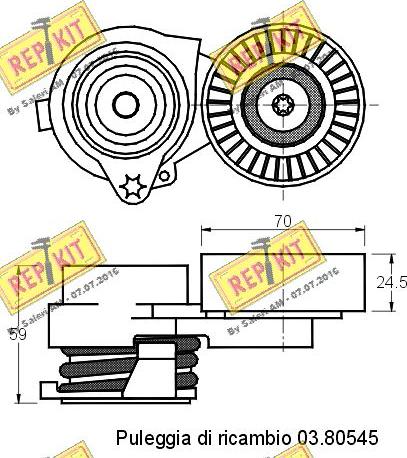 REPKIT RKT2260 - Натяжитель, поликлиновый ремень autospares.lv