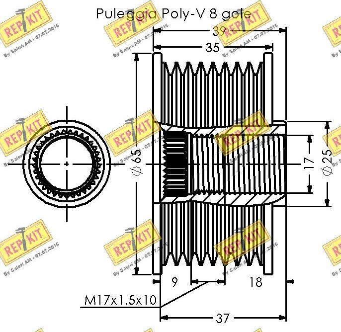 REPKIT RKT2236 - Шкив генератора, муфта autospares.lv