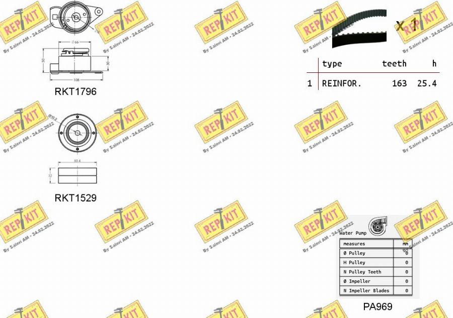 REPKIT RKTK0905PA - Водяной насос + комплект зубчатого ремня ГРМ autospares.lv