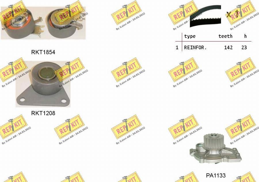 REPKIT RKTK0913PA - Водяной насос + комплект зубчатого ремня ГРМ autospares.lv