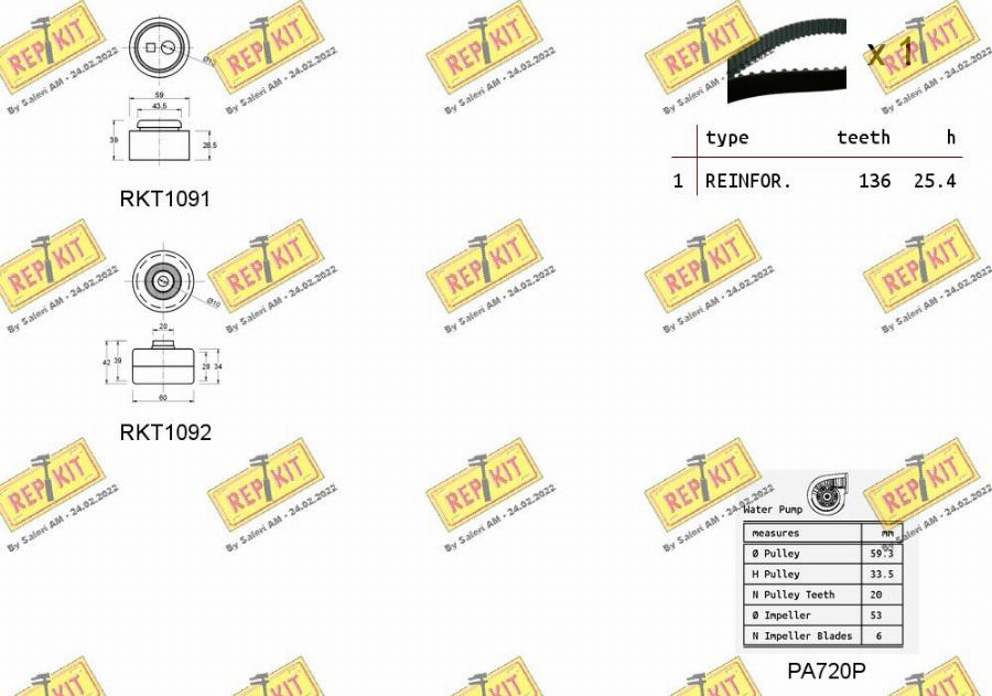 REPKIT RKTK0898PA - Водяной насос + комплект зубчатого ремня ГРМ autospares.lv