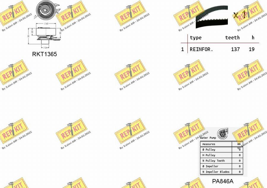 REPKIT RKTK0854PA - Водяной насос + комплект зубчатого ремня ГРМ autospares.lv