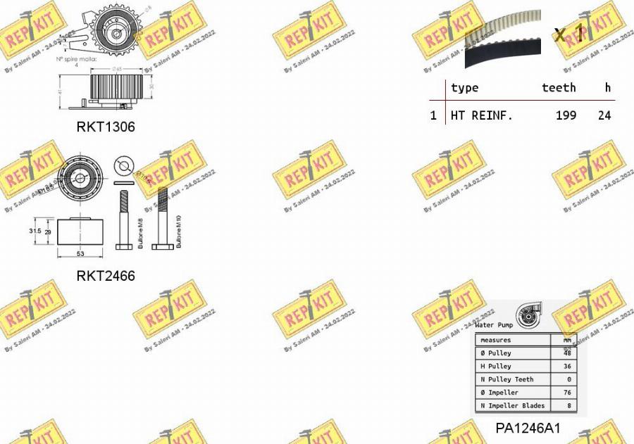 REPKIT RKTK1058PA - Водяной насос + комплект зубчатого ремня ГРМ autospares.lv