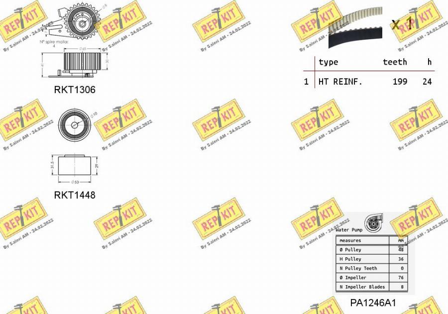 REPKIT RKTK1088PA - Водяной насос + комплект зубчатого ремня ГРМ autospares.lv