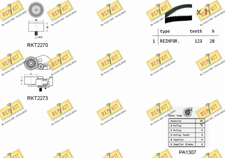 REPKIT RKTK1070PA - Водяной насос + комплект зубчатого ремня ГРМ autospares.lv