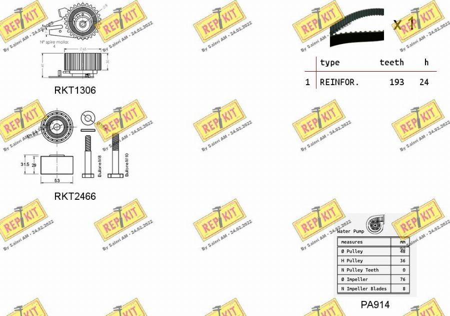 REPKIT RKTK1146PA - Водяной насос + комплект зубчатого ремня ГРМ autospares.lv