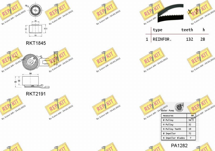 REPKIT RKTK1116PA - Водяной насос + комплект зубчатого ремня ГРМ autospares.lv