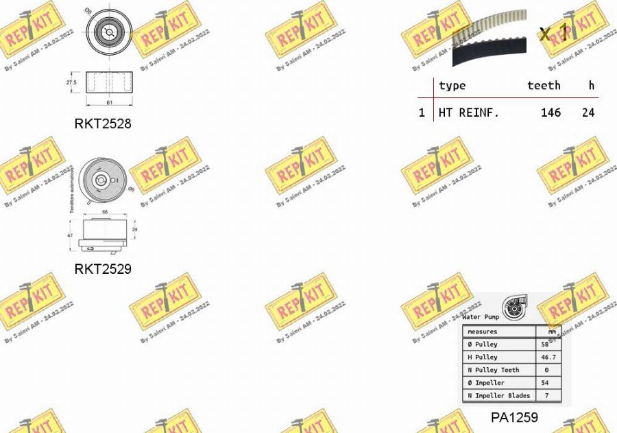 REPKIT RKTK1110PA - Водяной насос + комплект зубчатого ремня ГРМ autospares.lv