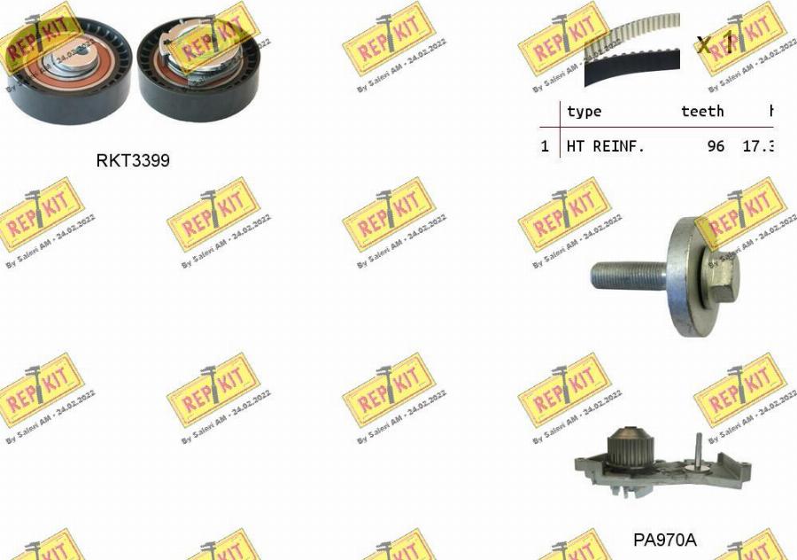 REPKIT RKTK1130PA - Водяной насос + комплект зубчатого ремня ГРМ autospares.lv