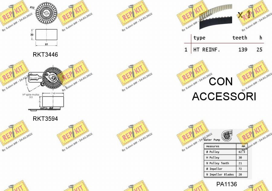 REPKIT RKTK1176PA - Водяной насос + комплект зубчатого ремня ГРМ autospares.lv