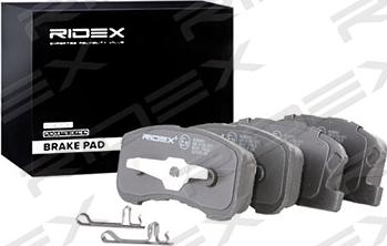 RIDEX 402B0483 - Тормозные колодки, дисковые, комплект autospares.lv