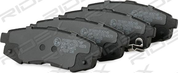 RIDEX 402B0820 - Тормозные колодки, дисковые, комплект autospares.lv