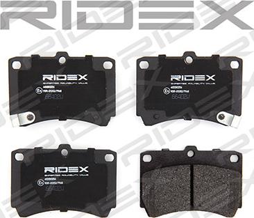 RIDEX 402B0256 - Тормозные колодки, дисковые, комплект autospares.lv