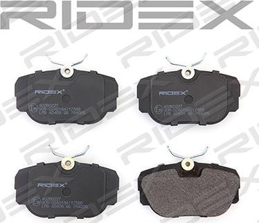 RIDEX 402B0227 - Тормозные колодки, дисковые, комплект autospares.lv