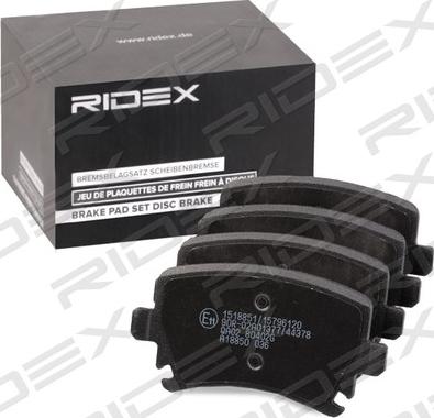 RIDEX 402B1400 - Тормозные колодки, дисковые, комплект autospares.lv