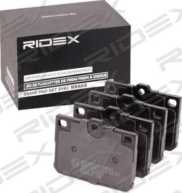 RIDEX 402B1016 - Тормозные колодки, дисковые, комплект autospares.lv