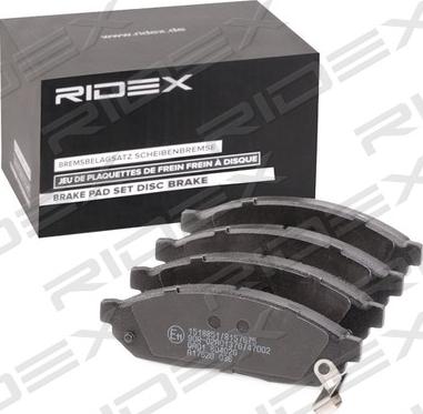 RIDEX 402B1010 - Тормозные колодки, дисковые, комплект autospares.lv