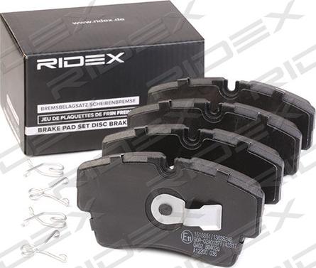 RIDEX 402B1085 - Тормозные колодки, дисковые, комплект autospares.lv