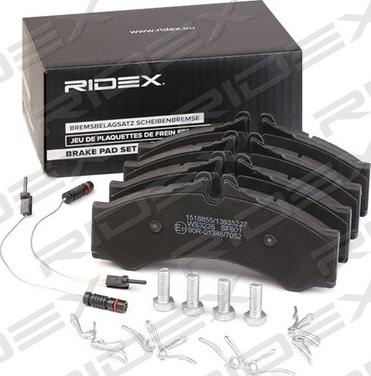 RIDEX 402B1076 - Тормозные колодки, дисковые, комплект autospares.lv