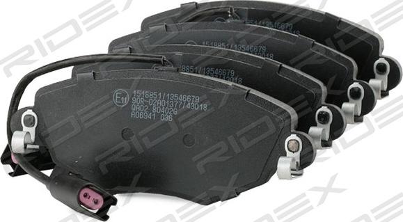 RIDEX 402B1164 - Тормозные колодки, дисковые, комплект autospares.lv
