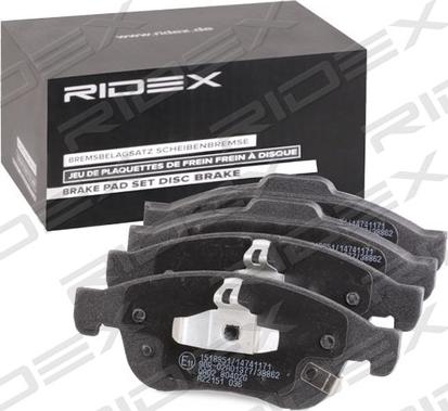 RIDEX 402B1346 - Тормозные колодки, дисковые, комплект autospares.lv