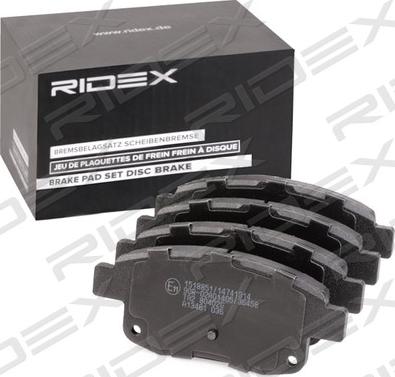 RIDEX 402B1350 - Тормозные колодки, дисковые, комплект autospares.lv