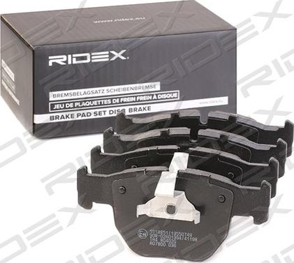 RIDEX 402B1220 - Тормозные колодки, дисковые, комплект autospares.lv