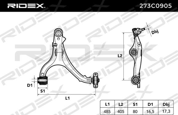 RIDEX 273C0905 - Рычаг подвески колеса autospares.lv