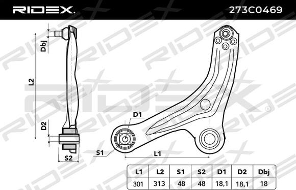 RIDEX 273C0469 - Рычаг подвески колеса autospares.lv