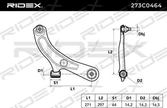 RIDEX 273C0464 - Рычаг подвески колеса autospares.lv