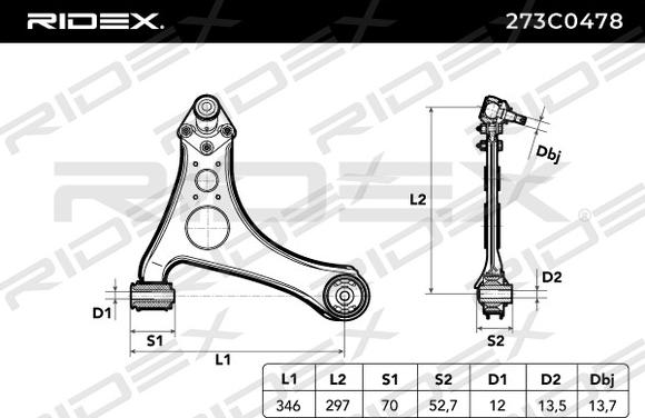 RIDEX 273C0478 - Рычаг подвески колеса autospares.lv