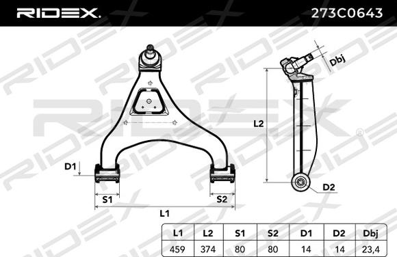 RIDEX 273C0643 - Рычаг подвески колеса autospares.lv