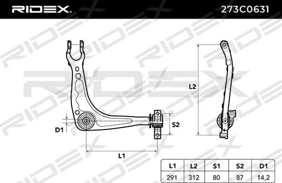 RIDEX 273C0631 - Рычаг подвески колеса autospares.lv