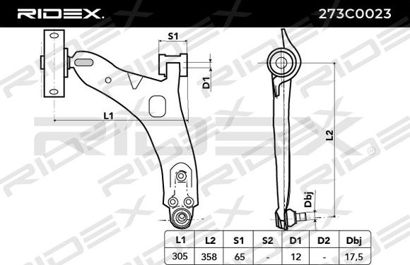 RIDEX 273C0023 - Рычаг подвески колеса autospares.lv