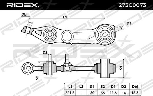 RIDEX 273C0073 - Рычаг подвески колеса autospares.lv