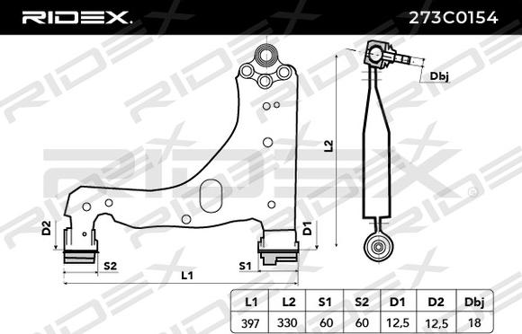 RIDEX 273C0154 - Рычаг подвески колеса autospares.lv