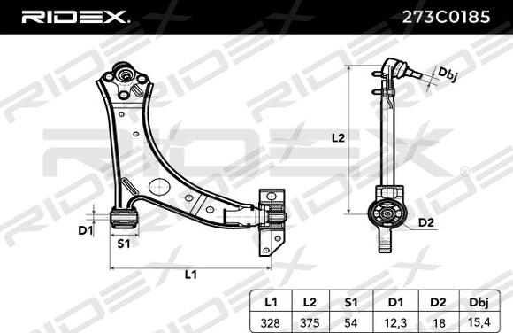 RIDEX 273C0185 - Рычаг подвески колеса autospares.lv