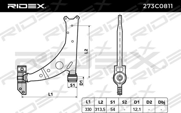 RIDEX 273C0811 - Рычаг подвески колеса autospares.lv