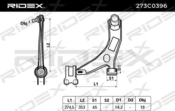 RIDEX 273C0396 - Рычаг подвески колеса autospares.lv