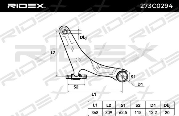 RIDEX 273C0294 - Рычаг подвески колеса autospares.lv