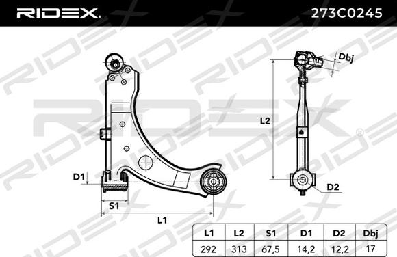 RIDEX 273C0245 - Рычаг подвески колеса autospares.lv