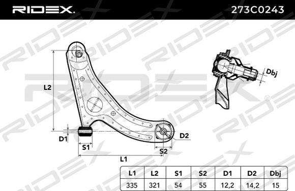 RIDEX 273C0243 - Рычаг подвески колеса autospares.lv