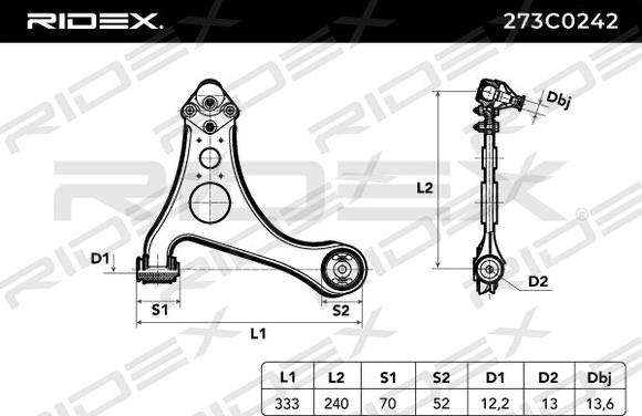 RIDEX 273C0242 - Рычаг подвески колеса autospares.lv